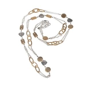 Brighton "DECO STYLE" Textured Gold & Deco Lace Hearts XL Layering Neck!